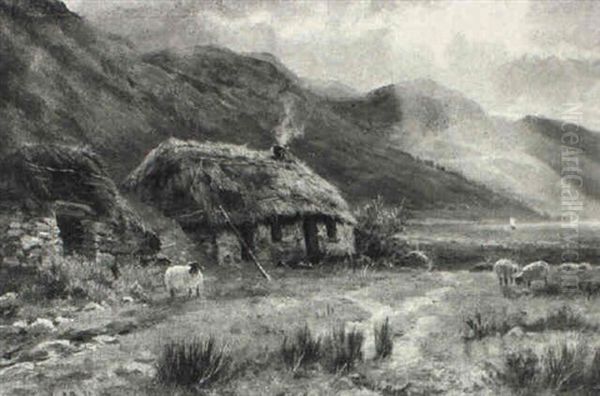 A Highland Croft Oil Painting by Louis Bosworth Hurt