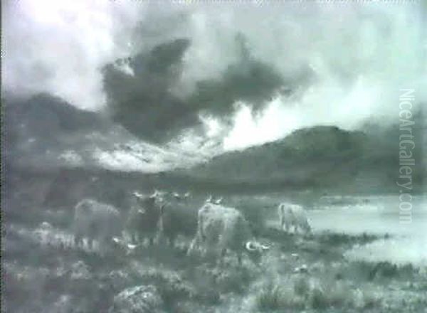 Mist Rising From Perthshire Hills Oil Painting by Louis Bosworth Hurt