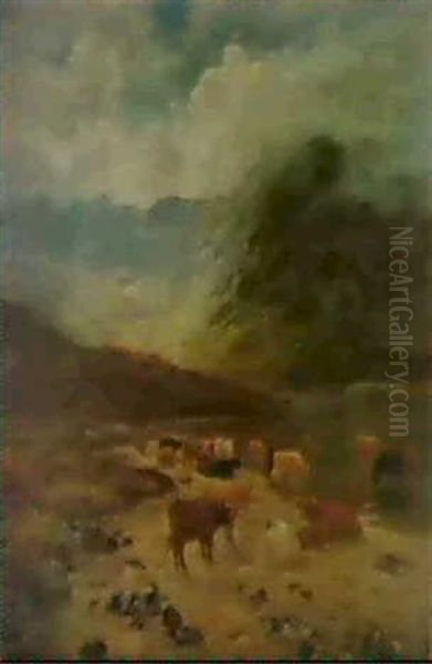 A Rest By A Rosshire Loch Oil Painting by Louis Bosworth Hurt