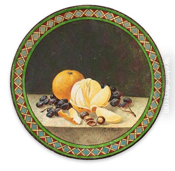 A Copeland Earthenware Plaque Oil Painting by Karl Ferdinand Huerten