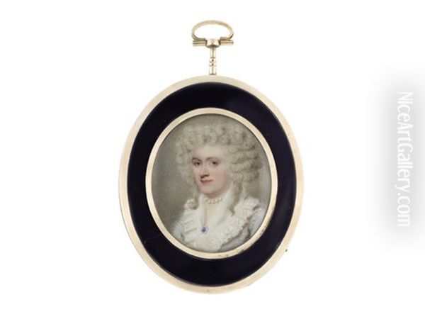 A Pair Of Miniatures Portraying Mrs Ann Edwards Nee Pryce And A Gentleman Believed To Be Her Husband, Mr Lewis Edwards Of Talgarth (c.1748-1797): The Former by Johann Heinrich von Hurter