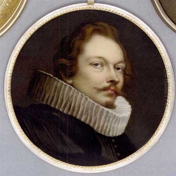 A Young Gentleman In Black Jacket And Cloak, Large White Pleated Ruff, Beard And Moustache Oil Painting by Johann Heinrich von Hurter