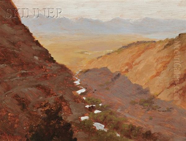 Emigration Canyon & Salt Lake Oil Painting by Arthur R. Hurtt