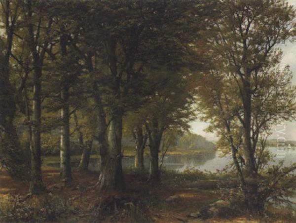 Sonniger Wald Oil Painting by Heinrich A. Hueser