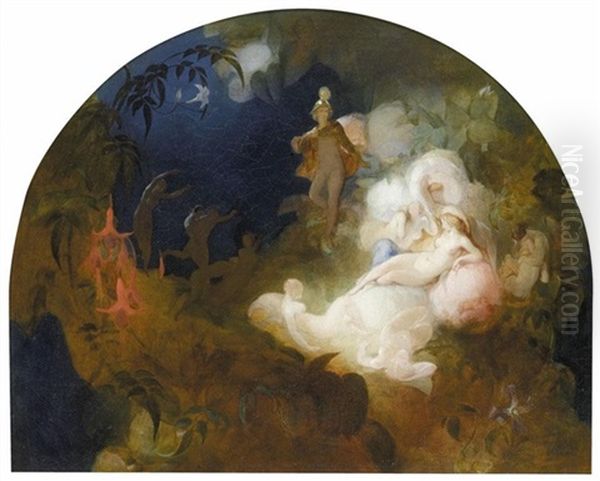 There Sleeps Titania Oil Painting by Robert (Huskisson) Huskinson