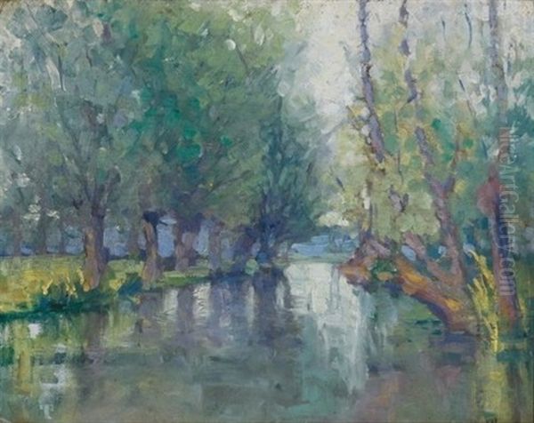 River, Giverny Oil Painting by Frank Townsend Hutchens