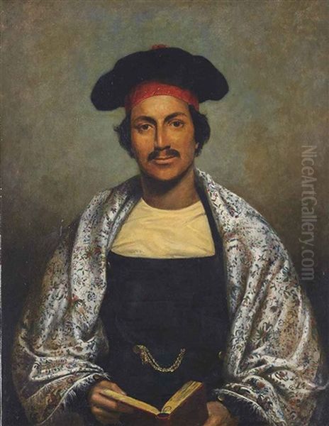 Portrait Of A Learned Gentleman Of Bengal Oil Painting by William Henry Florio Hutchinson