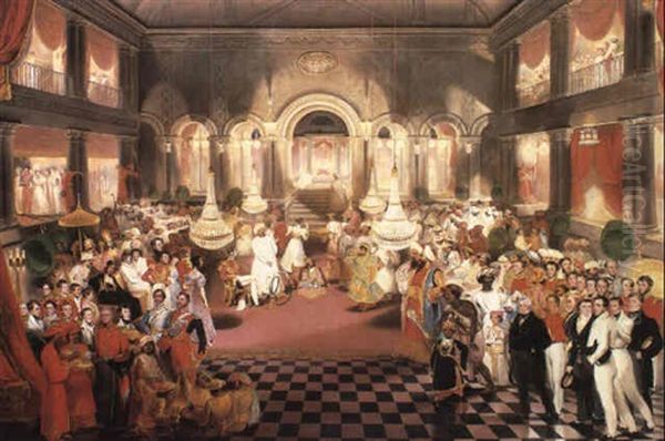 The Reception Of Lord Amherst By Rup Lal Mallick Oil Painting by William Henry Florio Hutchinson