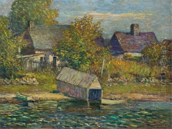 Old Boathouse Near Oka by Frederick William Hutchison