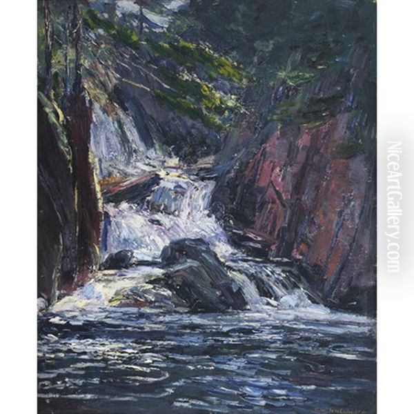 Black River Falls, Near Wolfeville (sic), N.s. Oil Painting by Frederick William Hutchison