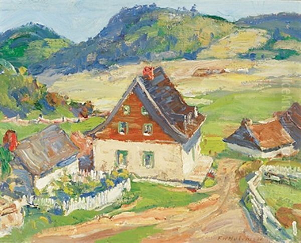 Quebec Village Oil Painting by Frederick William Hutchison