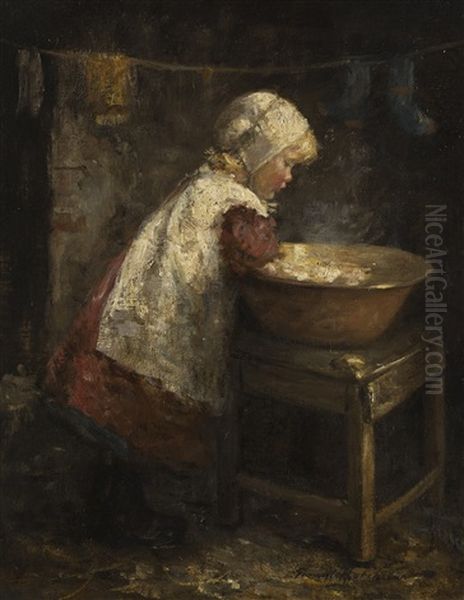 Laundry Day Oil Painting by Robert Gemmell Hutchison