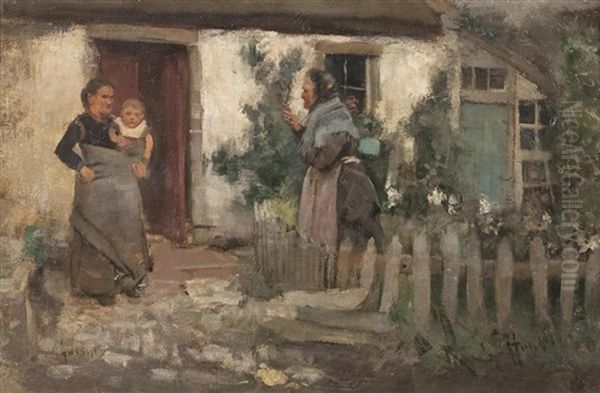 Gossip Oil Painting by Robert Gemmell Hutchison