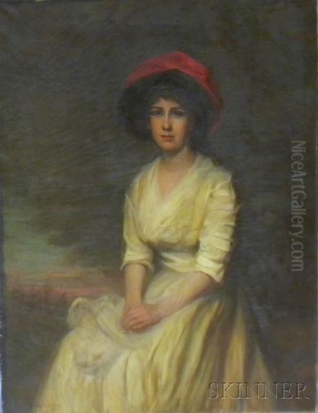 Young Woman In A Red Hat Oil Painting by Gerard Barry