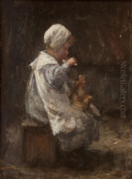 A Wee Taste Oil Painting by Robert Gemmell Hutchison