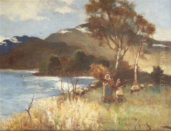 The Faggot Gatherers Oil Painting by Robert Gemmell Hutchison