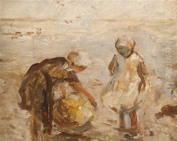 On The Shore Oil Painting by Robert Gemmell Hutchison