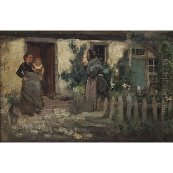 Gossip Oil Painting by Robert Gemmell Hutchison