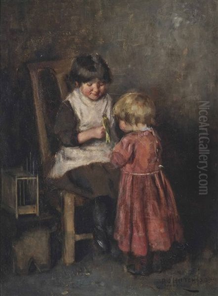 The Pet Bird Oil Painting by Robert Gemmell Hutchison