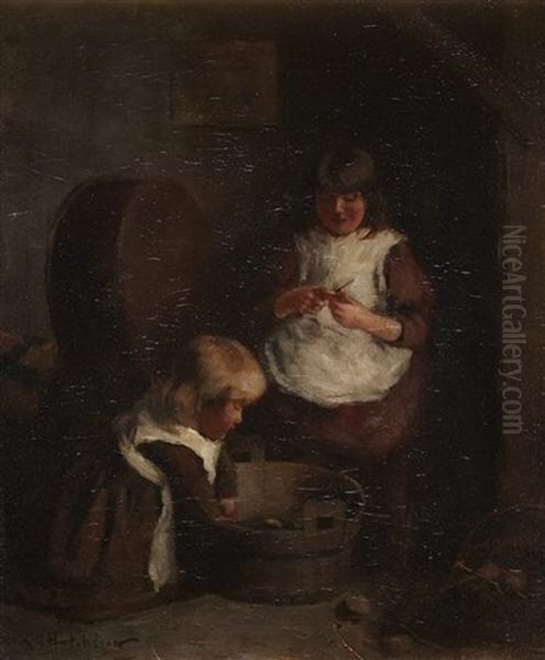 Peeling Tatties by Robert Gemmell Hutchison