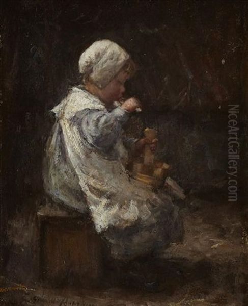 Eating Her Porridge Oil Painting by Robert Gemmell Hutchison