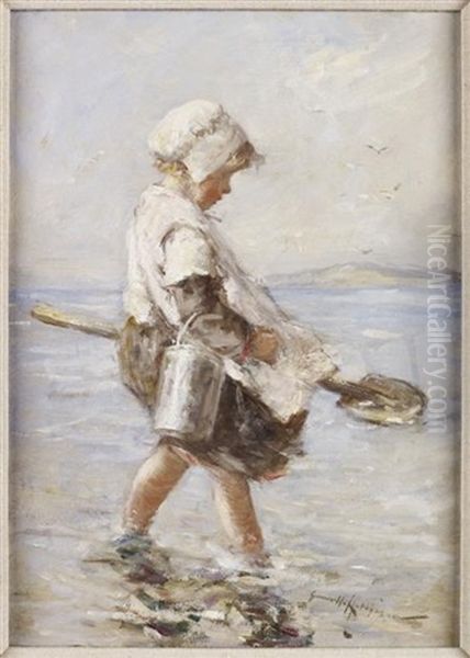 Gathering Bait (+ Wading; Pair) Oil Painting by Robert Gemmell Hutchison