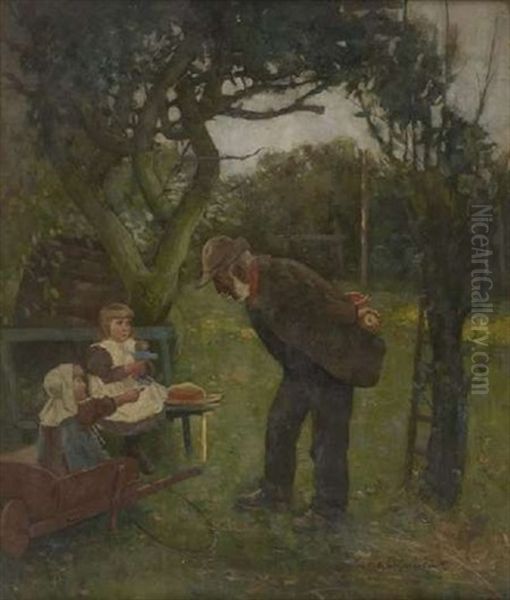 Neve Neve Knick Knack, Which Hand Will You Tack? Oil Painting by Robert Gemmell Hutchison