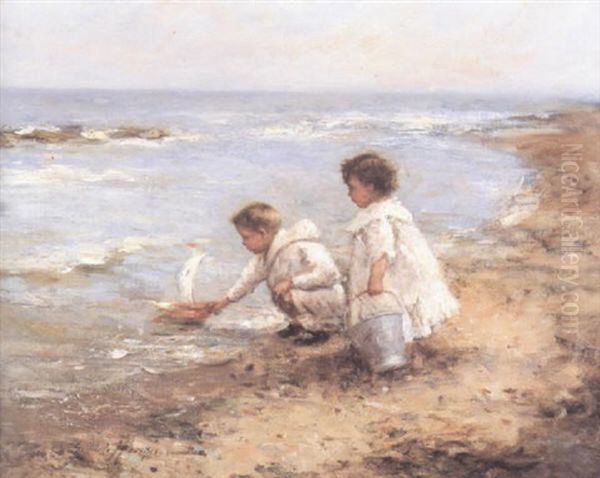 Sailing The Toy-boat, Carnoustie by Robert Gemmell Hutchison