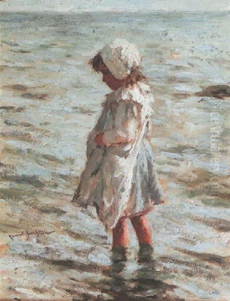 Wading Oil Painting by Robert Gemmell Hutchison