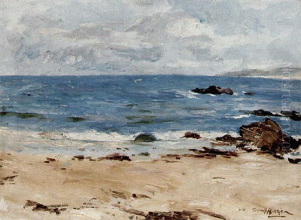 A Rocky Coastline Oil Painting by Robert Gemmell Hutchison