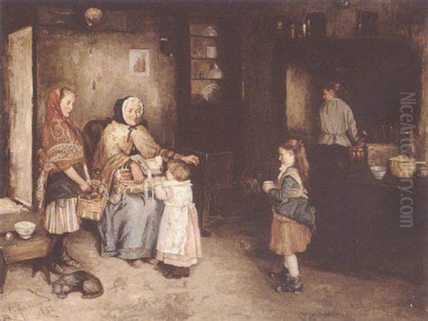 Tea For Granny Oil Painting by Robert Gemmell Hutchison