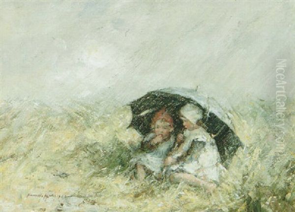 Under The Umbrella Oil Painting by Robert Gemmell Hutchison