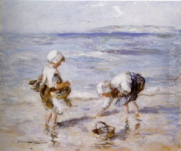 Gathering Cockles Oil Painting by Robert Gemmell Hutchison