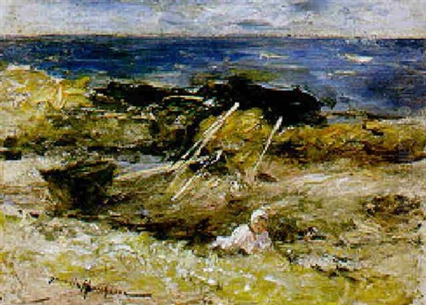 Corner Of A Bay, Machrihanish Oil Painting by Robert Gemmell Hutchison