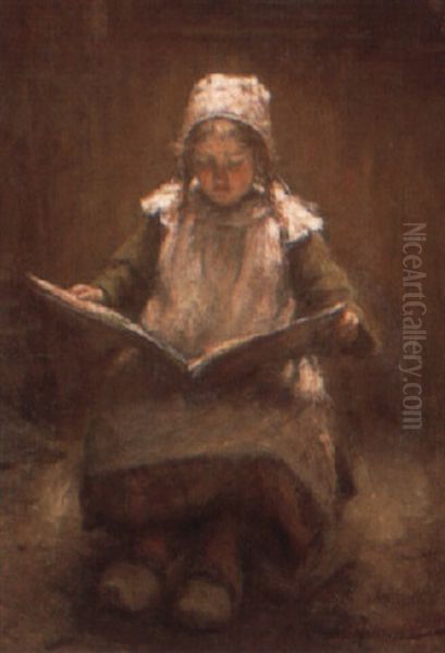 Dutch Girl Reading Oil Painting by Robert Gemmell Hutchison