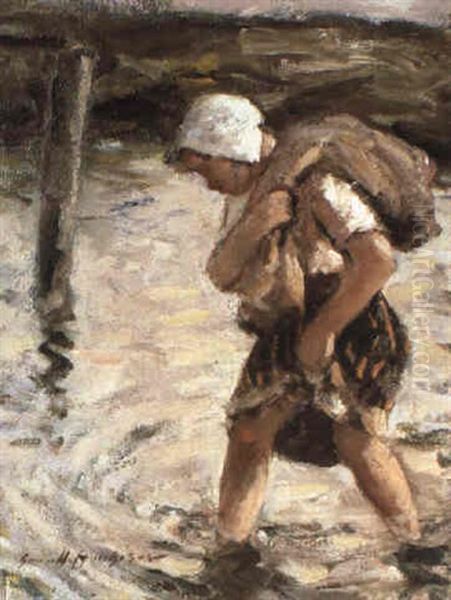 The Buckie Gatherer Oil Painting by Robert Gemmell Hutchison