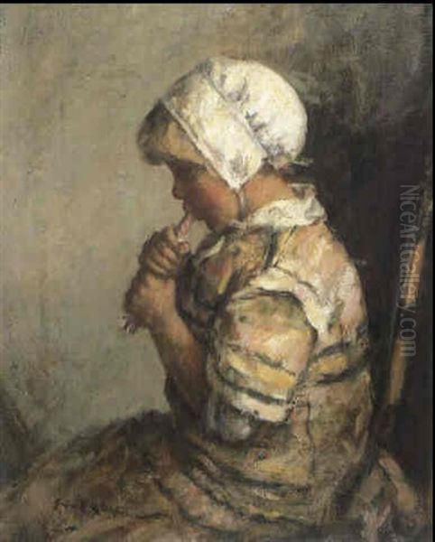 A Stick Of Rock Oil Painting by Robert Gemmell Hutchison