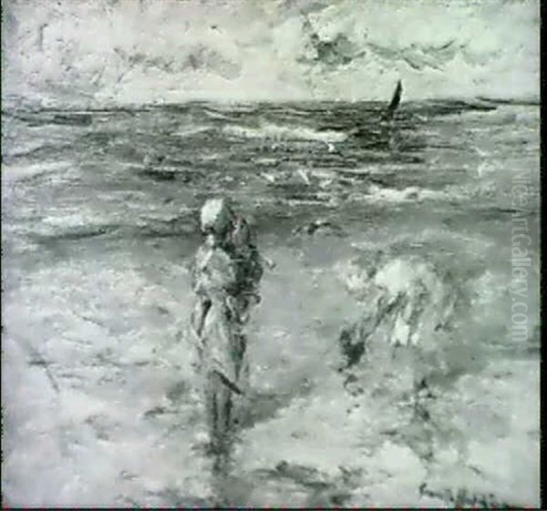 Wading Oil Painting by Robert Gemmell Hutchison