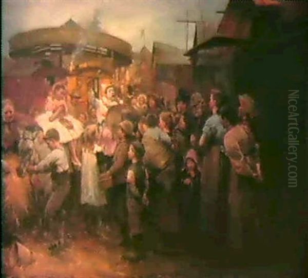 The Village Carnival: Hi! Hi!! Hi!!! Oil Painting by Robert Gemmell Hutchison