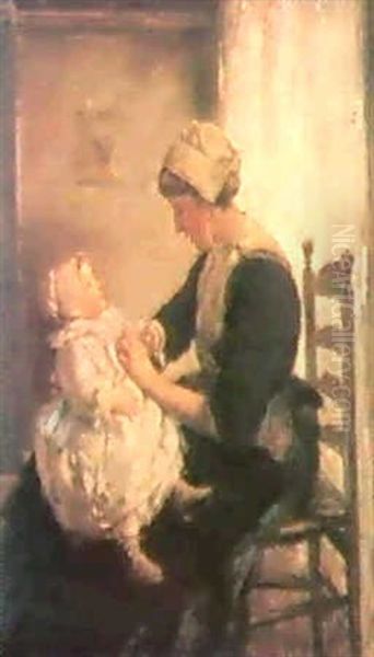 Motherhood Oil Painting by Robert Gemmell Hutchison