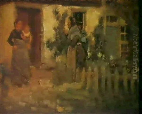 Gossip Oil Painting by Robert Gemmell Hutchison