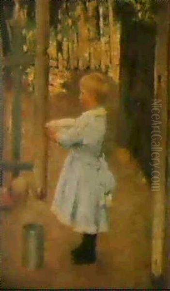 Waiting On The Milkman Oil Painting by Robert Gemmell Hutchison