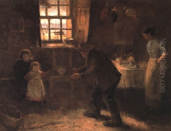 Grandpa's Visit Oil Painting by Robert Gemmell Hutchison