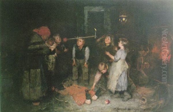 Halloween, Dodging The Candle Oil Painting by Robert Gemmell Hutchison