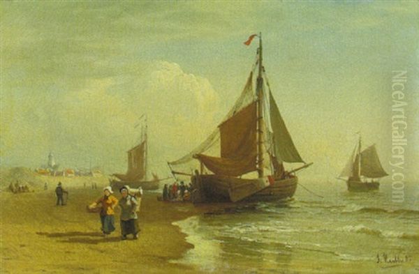 Fischerboote Am Strand Oil Painting by Julius Huth