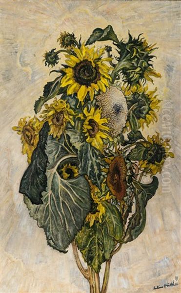 Sonnenblumen Oil Painting by Julius Huether