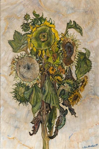 Sonnenblumen Oil Painting by Julius Huether