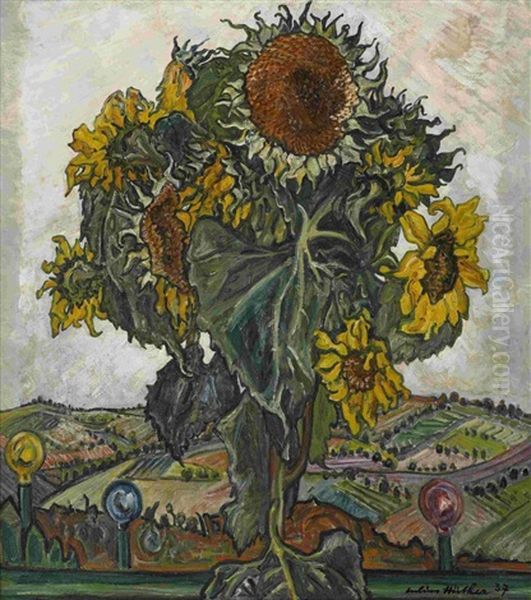 Sonnenblumen Oil Painting by Julius Huether