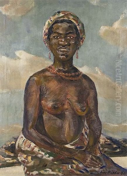 Sitzende Schwarzafrikanerin Oil Painting by Julius Huether