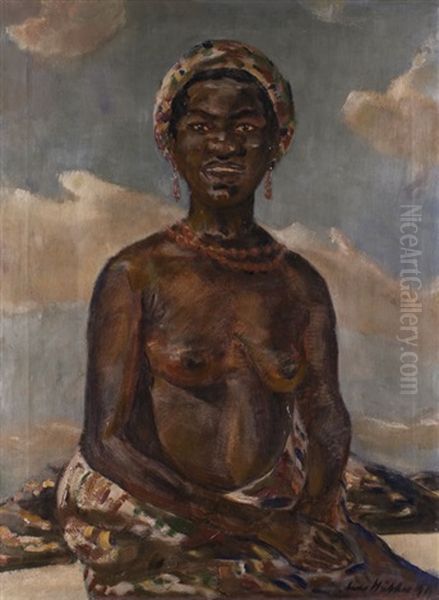 Sitzende Afrikanerin Oil Painting by Julius Huether